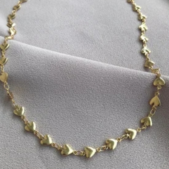 Heart Chain Gold Necklace, Dainty Heart Chain, Minimalist, Choker - Picture 6 of 7